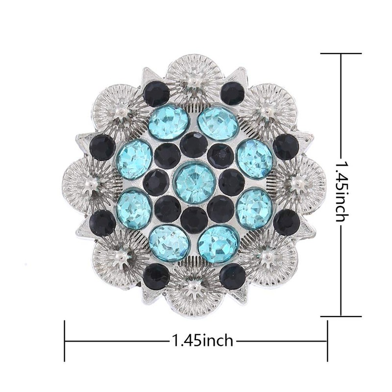 xinqida Flower Rhinestone Conchos Crystal Leathercraft Conchos with Screws Back，12