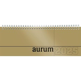Zettler - Desk Landscape Calendar 2025 Aurum, 29.7 x 13.5 cm, Office Calendar with 112 Pages, Monthly Overview, Note Area, Moon Phases, Ring Binding and International Calendar