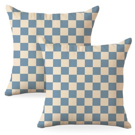 Blue Checkered Pillow Covers 18x18 Pack of 2, Classic Plaid Chessboard Design Throw Pillow Covers, Pillow Covers for Living Room Bedroom Home Sofa Couch Decor, Aesthetic Cushion Covers Pillow Cases