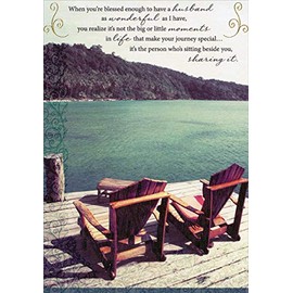 Designer Greetings Adirondack Chairs on Dock Photo Religious Birthday Card for Husband