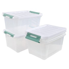 Neadas 20 Quart Plastic Storage Bins with Lid, Clear Storage Plastic Box, 4 Packs