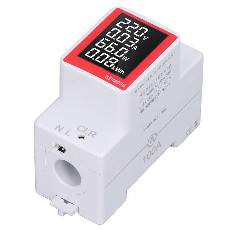 AC Digital Display Meter Rail Type Power Voltmeter Energy Reset
