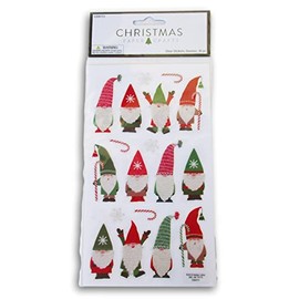 Christmas Gnomes and Candy Cane Stickers - Glitter Adhesive Decals for Crafts & Scrapbooks - 36 Pieces