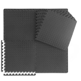 WF Athletic Supply 24 SQ.FT Diamond Pattern 1-Inch Thickness Interlocking Exercise Foam Mats, Extra Thick Eva Foam Flooring Tiles, Gym Fitness Equipment Mat, Home Protective Flooring Cushion, Black