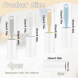 QINGYIWL Lint Roller 8 Rolls Lint Roller Pet Hair Extra Sticky with 4 Dispensers Lint Roller for Clothes Sofa Bed Cat Hair Dog Hair and Carpet 480 Sheets Lint Roller Pet Hair Remover
