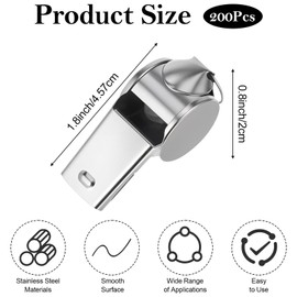 100 Pcs Stainless Steel Whistle Bulk with Lanyard, Loud, Clear Sound Metal Referee Whistle Bulk Sports Whistles for Teachers, Coaches, Police, Referees, Survival Kits & Outdoor Safety