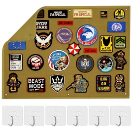Qaestuan Velcro Wall, 58 x 45 cm Velcro Board Patches, Velcro, Tactical Patch Display Board, Wall Velcro Surface Velcro Mat with Eyelets, Foldable Patch Wall, for Military Patch Suspension (Brown)