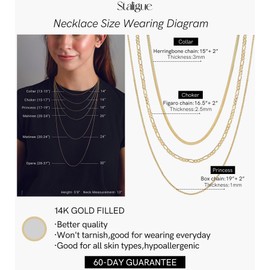 Staligue Layered Gold Necklaces for Women,Simple Gold Chain Necklace for Women Trendy 14K Gold Plated Herringbone Figaro Tennis Pendant Chain Necklaces Dainty Gold Choker Necklace Stack Jewelry Gift