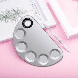 Makeup Mixing Palette, 6x4inch Stainless Steel Cosmetic Artist Blending Palette Nail-art Color Mixing Palette for Mixing Foundation