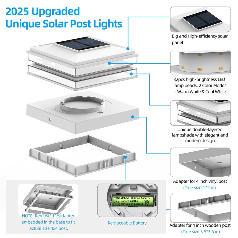 EXCMARK 4x4 Solar Post Cap Lights, Fence Deck Post Lights