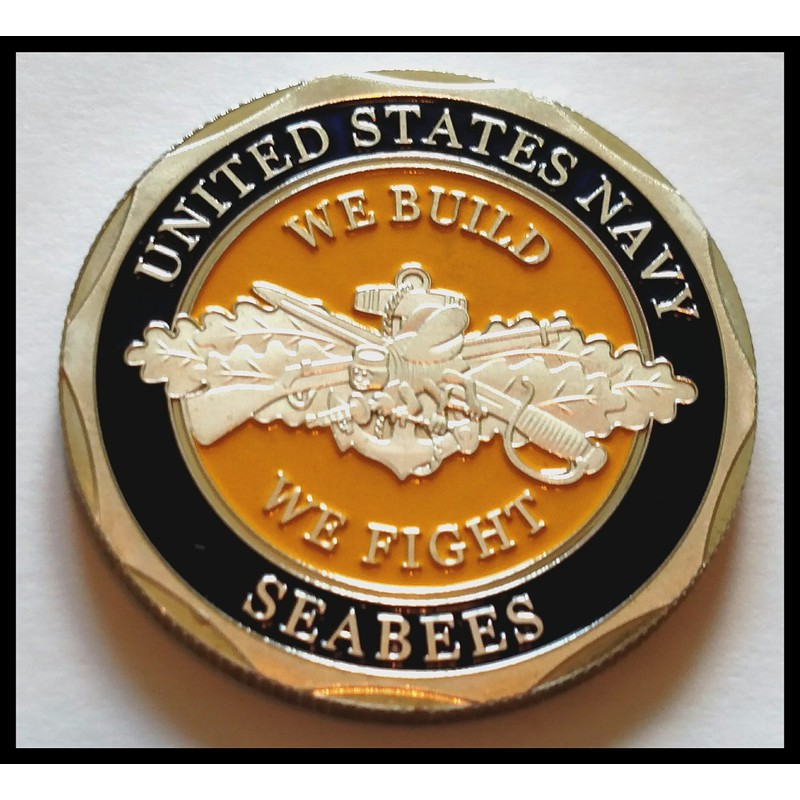 Navy Seabees Military Colorized Challenge Art Coin