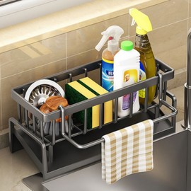 깔끔한 싱크대정리 자동 물빠짐 수세미 거치대 23x9cm 탄소강 Neat Sink Organizer Automatic Draining Sponge Holder 23x9cm Carbon Steel