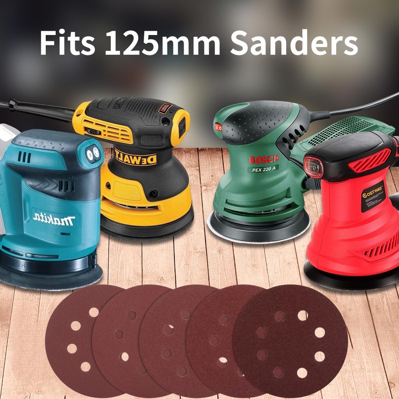 Pack of 100 Sandpaper 125 mm Velcro, 100 Grit 8