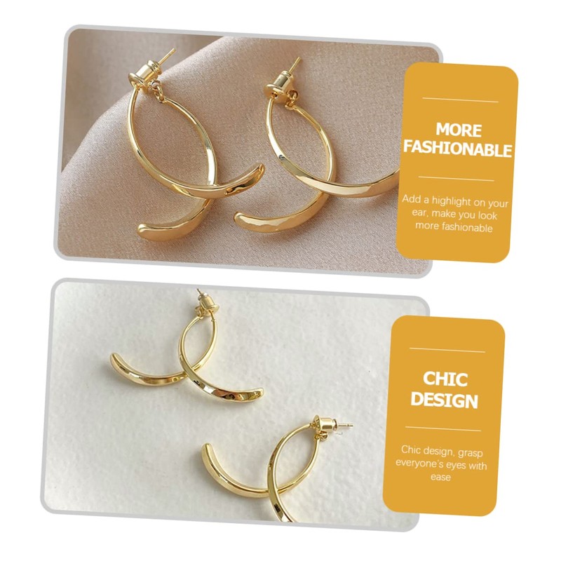 FRCOLOR 1 Pair Dangle Earrings for Women Curved with Pins