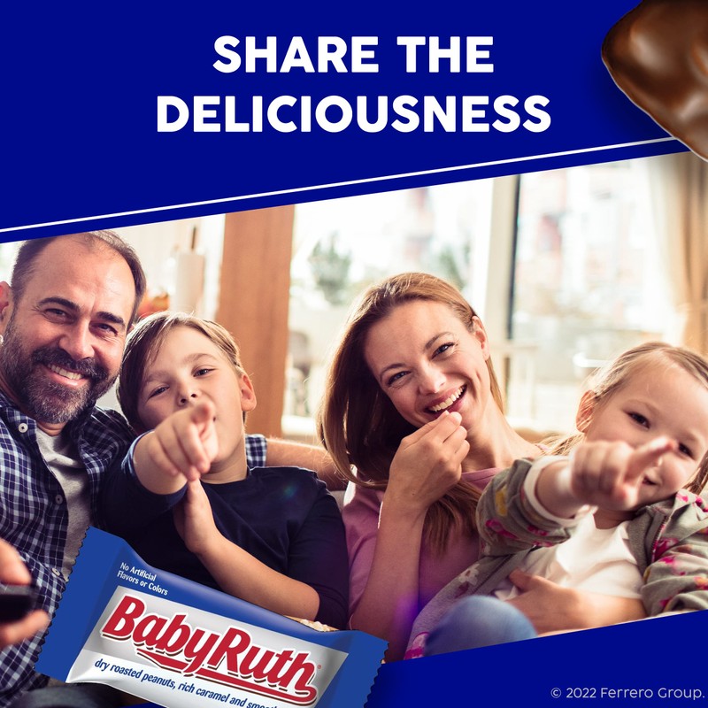 Baby Ruth Chocolatey, Peanut, Caramel, Nougat, Fun Size Individually Wrapped