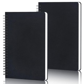 Yarotm Notebook A5 Dotted - Pack of 2 Notepads A5 Dotted - 100 g/m² Polka Dot 5 mm Spiral Book - 14 x 21 cm Journal Notepad Black - Notebooks Notebook Spiral Pad A5