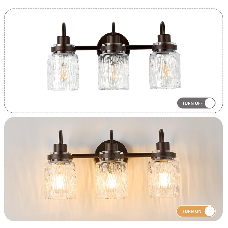 AMRUIPO 3 Lights Bathroom Vanity Light, Oil Rubbed Bronze Bathroom