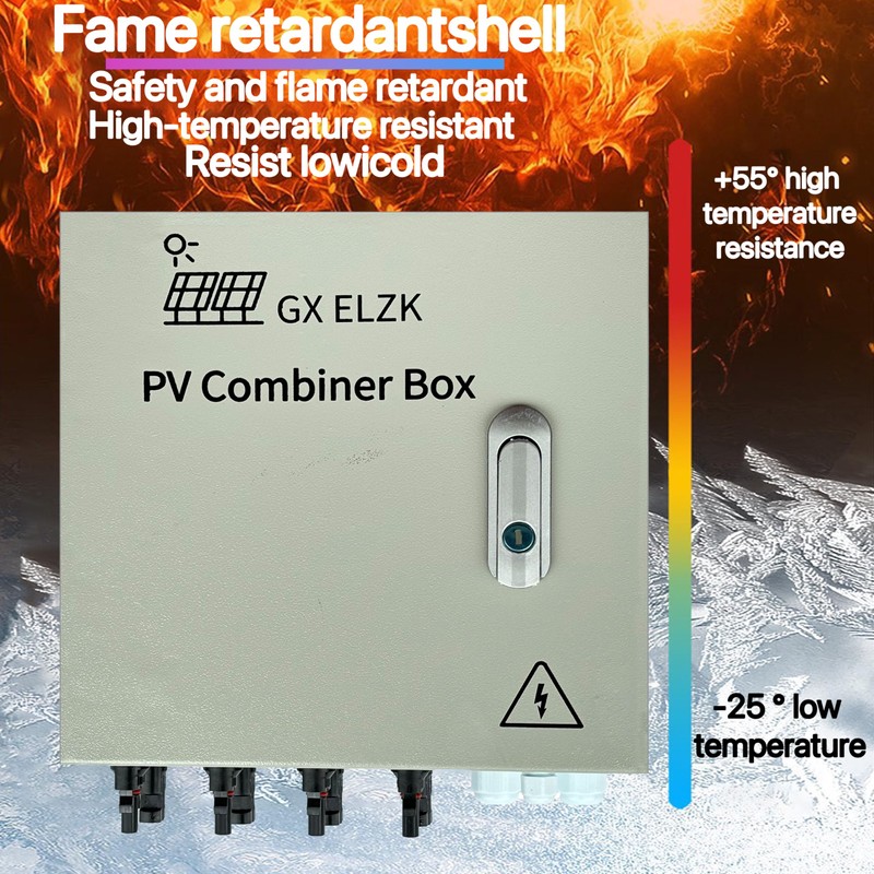 GXELZK Hardcover Solar Combiner Box with 4 Strings, 80 A