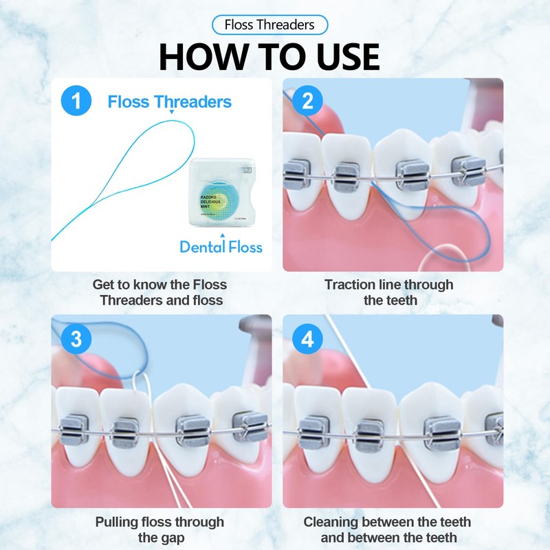 RAZOKO Floss Threaders | Dental Floss Threaders for Braces, Bridges,