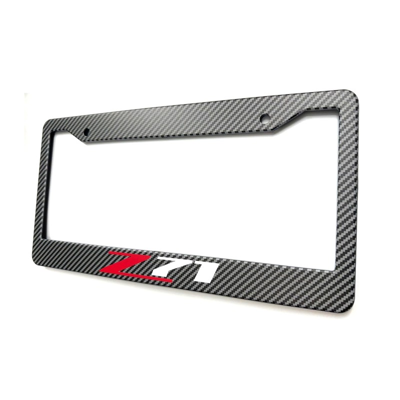 1PC Carbon Fiber Metal Z71 License Plate Frame Tag Cover