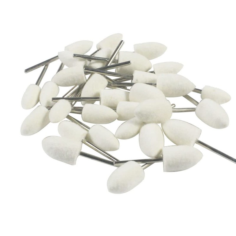 Luo ke 30 Pcs Wool Felt Polishing Bits, 3/32'' Shank