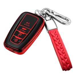Funda para llave Toyota con llavero de TPU suave con protección de 360 grados, compatible con Toyota Camry RAV4 Avalon C-HR Prius Corolla Smart Key (solo para Keyless go)