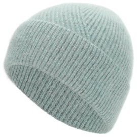 Unisex Cashmere Beanie Hat Warm Winter Ribbed Knit Cuffed Beanie Skull Cap Ski Hat for Women Men (US, Alpha (Alpha), One Size, Aqua Green)