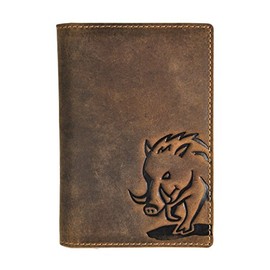 Genuine Leather Document Folder for Fishing Licence, Severely Disabled ID, Passport, Gun Licence, Hunting Licence, Vaccination Card etc. (Brown Wild Sow), brown, Classic
