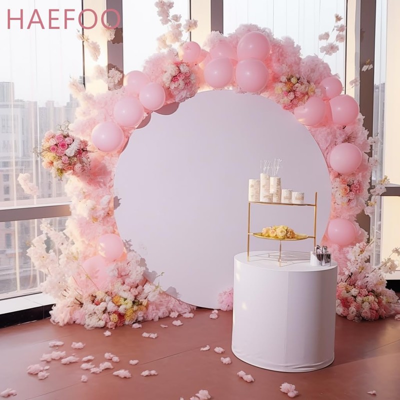 Haefoo 7.2FT White Round Backdrop Cover for 5 to 7.2ft