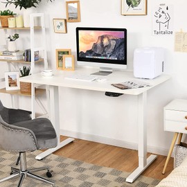 IFANNY One-Piece Rectangular Solid Table Top, 48 x 24 inch Universal Relevance Tabletop w/ 2 Cable Management Holes, Ideal for Standard & Standing Desk Frame, White