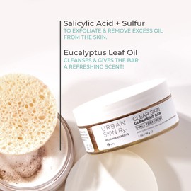 Urban Skin Rx® Clear Skin 3-in-1 Daily Treatment Cleansing Bar, Exfoliator + Clarifying Mask, Reduces Excess Oil, Clears Clogged Pores, Improves Appearance of Blemishes & Prevents Breakouts, 2.0 Oz