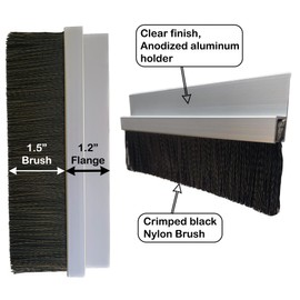 JaCor Heavy-Duty 3 in. Nylon Brush Seal Weatherproofing, 3.0 in. Brush Seal x 1.2 in. Straight Holder x 8 ft Long