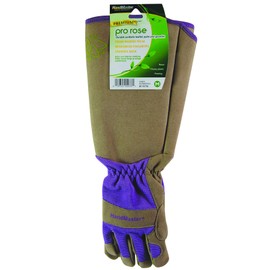 MAGID Extra-Long Thornproof Pruning and Gardening Gloves for Men, 1 Pair, Size 8/M with Forearm Protection, Tan & Purple