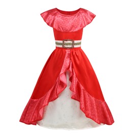 ZALOORIY Girls Princess Costume Dress with Accessories (Red, 5-6T)