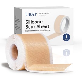URAY Cinta de silicona para cicatrices quirúrgicas - Rollo de 120" x 1.5" - Láminas extralargas para cicatrices de cesárea, abdominoplastia, queloides y quirúrgicas - Medi reutilizable