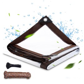 EMEKIAN Clear Thicken Waterproof Tarp, 10 x 13 FT Rainproof Covering, Heavy Duty Anti Tear Tarp with Grommets, Windproof and Snowproof Poly Tarpaulin for Patio, Plants, Henhouse, Garden, Porch