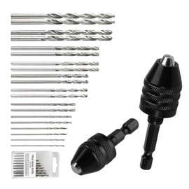 2 Pcs Drill Chuck Adapters, 1/4 Inch Hex Shank Keyless Drill Chuck Conversion Tool, 0.3-6.5 mm & 0.3-3.6 mm Quick Change Screwdriver Adapter Converter Rotary Hammer Conversion Tool + 20 Drills