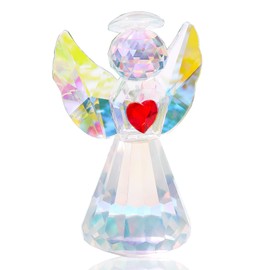 Figura de ángel transparente con corazón rojo, regalo para mujer