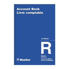 Blueline Account Book, Perfect Binding, Record, 100 Numbered Pages, 8-1/4" x 5-5/8", Blue (A1750.01)