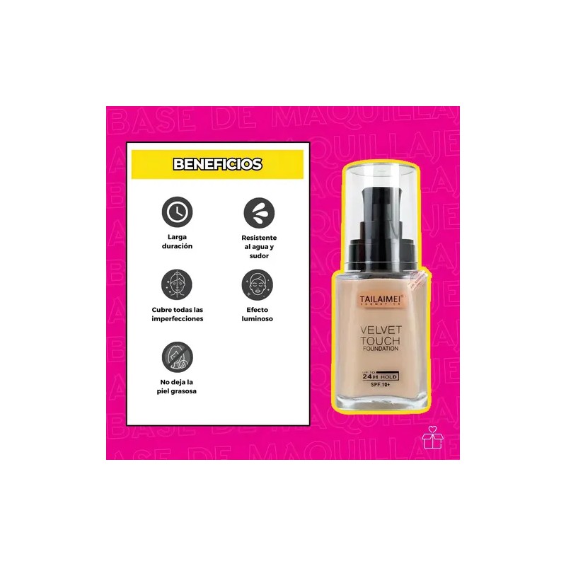 Base De Maquillaje Tailaimei Velvet Touch Alta Cobertura 106