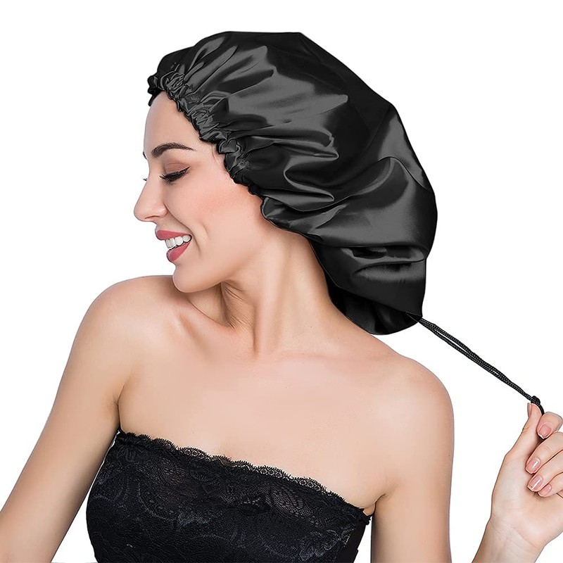 ELIHAIR Gorro de dormir sedoso de satén para cabello rizado,