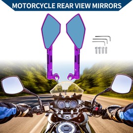 Hihaha Motorcycle Rear View Mirrors Bar End Side Mirrors Mount Adjustable Aluminum Alloy 1 Set Purple M8/M10 Prismatic Shape