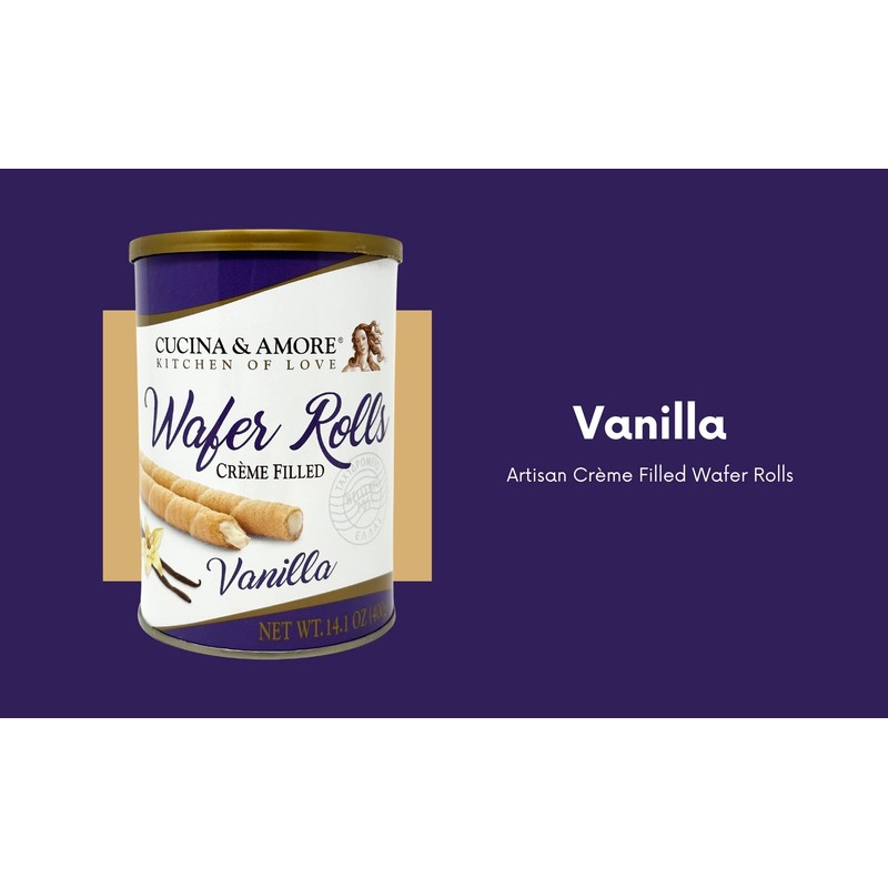 Cucina & Amore Crème-Filled Wafer Rolls, European Artisan Style, Made