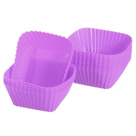 uxcell 18Pcs Silicone Square Baking Cups, Purple, Reusable, for Birthday Parties & Celebratory Events