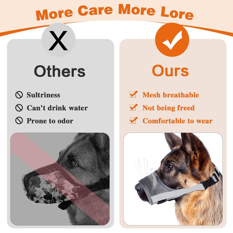 Denwwico Dog Muzzle, Breathable Adjustable Soft Mesh Muzzle for Small