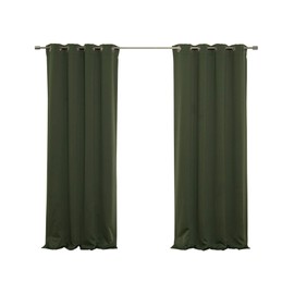 Best Home Fashion Premium Flame Retardant Thermal Insulated Fire Retardant Blackout Curtain - Antique Bronze Grommet Top - Moss - 52" W x 84" L - (2 Panel)
