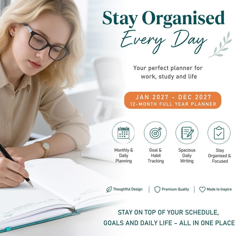 ZXHQ 2027 Diary Page a Day A5, Full Year Daily