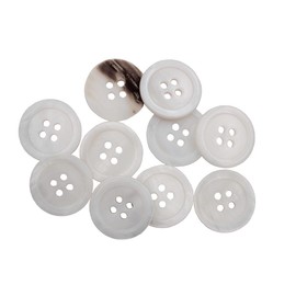 Pack of 10 White Shimmering Genuine Mother of Pearl Buttons, 4 Holes, Made in Europe, Flat with Slightly Raised Edge, Available in 4 Sizes, Mother of Pearl (11 mm)