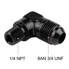 EVIL ENERGY 8AN to 1/4" NPT Male 90 Degree Fitting Adapter Aluminum