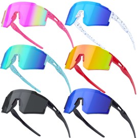 6PACK Kids Baseball Sunglasses For Boys Girls,UV400 Sports Sunglasses,Cycling glasse Running Golf, Blue+red +Deep Blue+green+pink+black